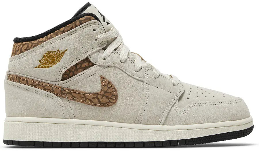 AIR JORDAN 1 MID SE LT OREWOOD BRN METALIC GOLD