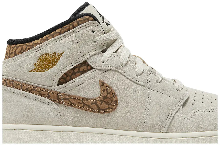 AIR JORDAN 1 MID SE LT OREWOOD BRN METALIC GOLD
