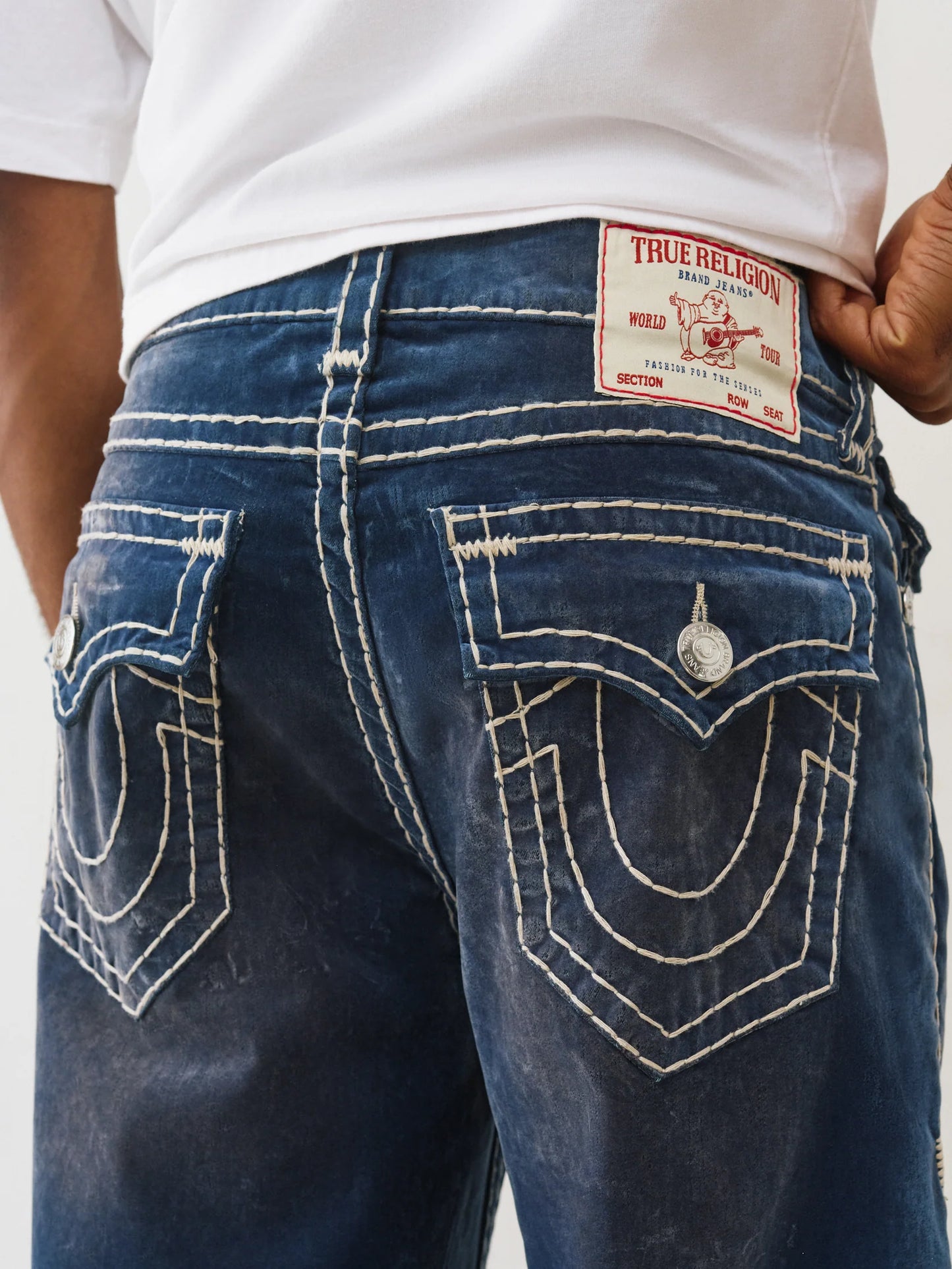 TRUE PANTALON AZUL COSTURAS BLANCAS